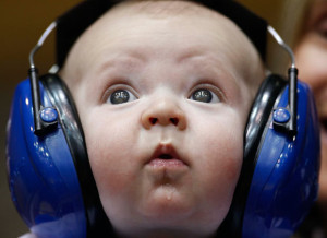 Baby with headphones